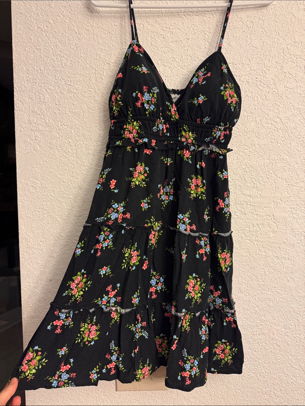 No Boundaries Black Floral Tiered Mini Dress